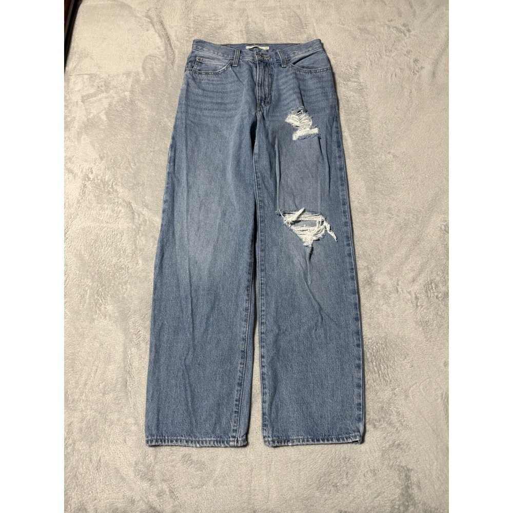 Levis 94 Baggy Cargo Jeans Womens 28 Medium Wash Blue Denim 28x30